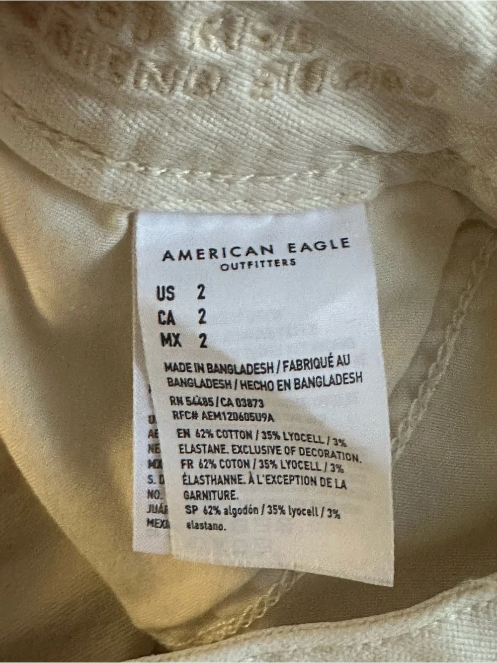 American Eagle Outfitters cream denim